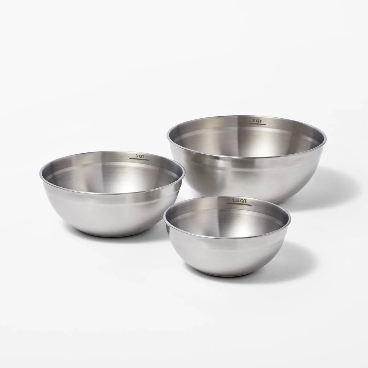 Figmint 3pc Stainless Steel Non-Slip Mixing Bowls