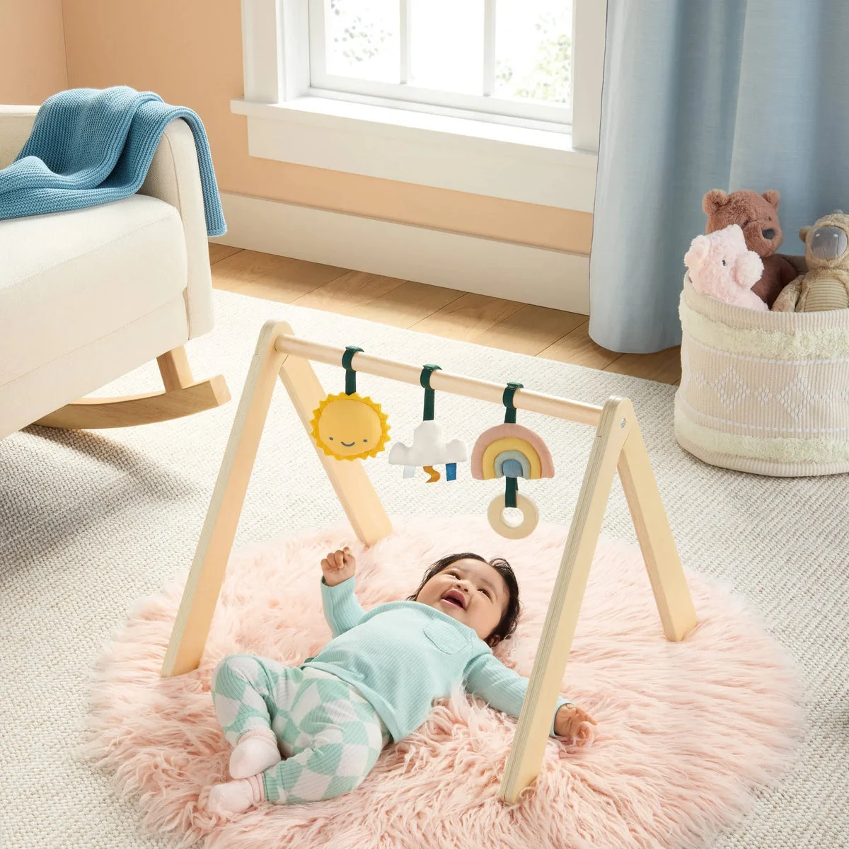 Cloud Island Wood Play Gym + Hanging Toys Set