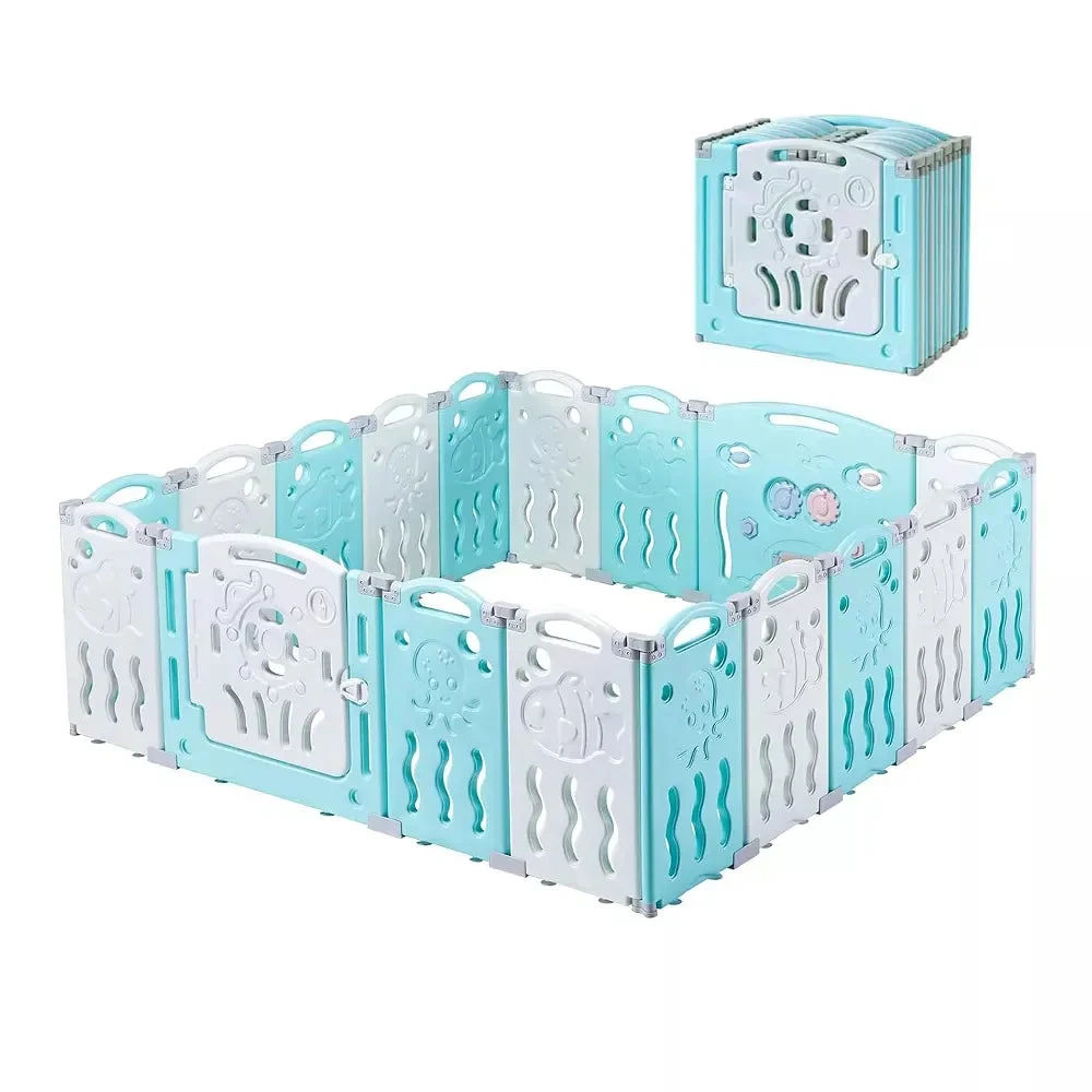 AMERLIFE Portable Foldable Baby Playpen with Game Panel - Blue