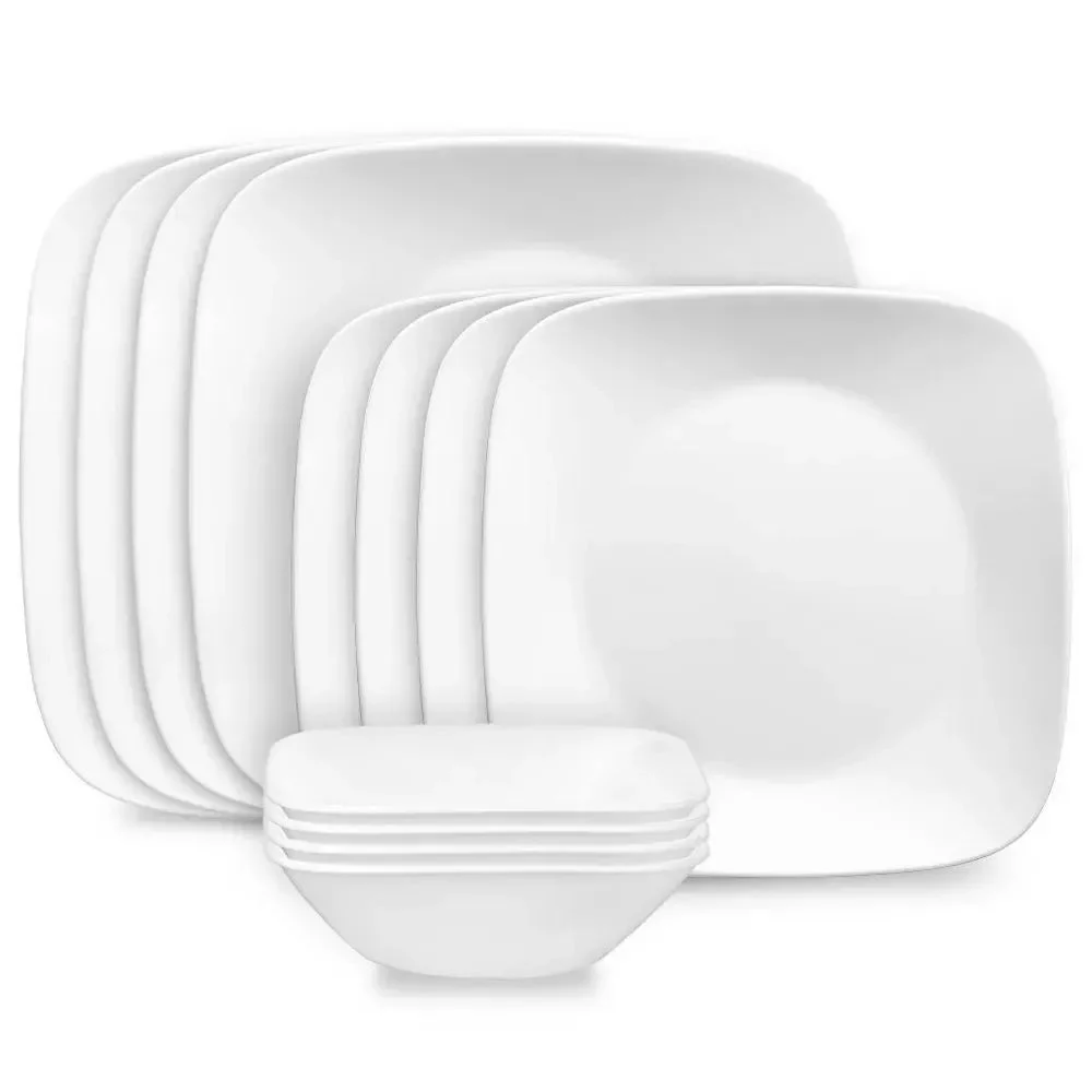 Corelle 12pc Vitrelle Pure White Dinnerware Set - White