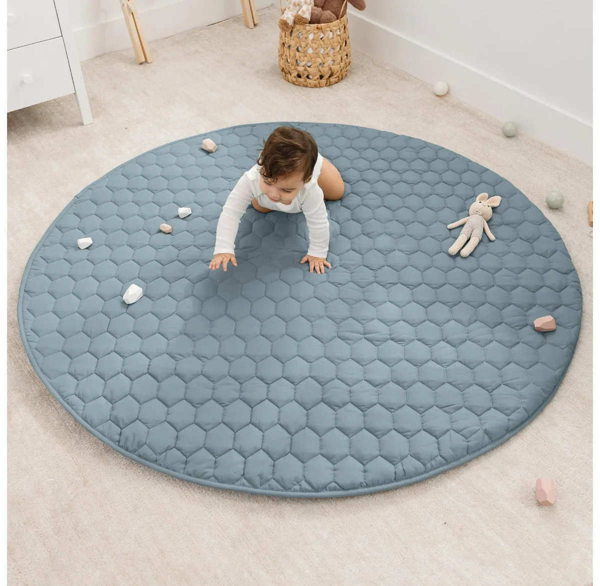 Comfy Cubs Round 60-Inch Play Mat - Pacific Blue