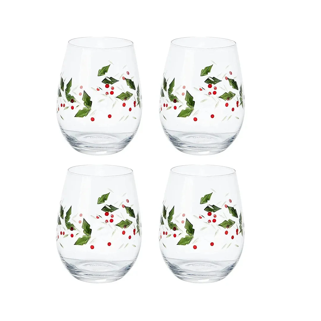 Pfaltzgraff Winterberry Stemless Wine Glasses Set of 4