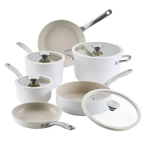 Circulon LaserDefense Ceramic Nonstick 10-Pc. Cookware Set - White