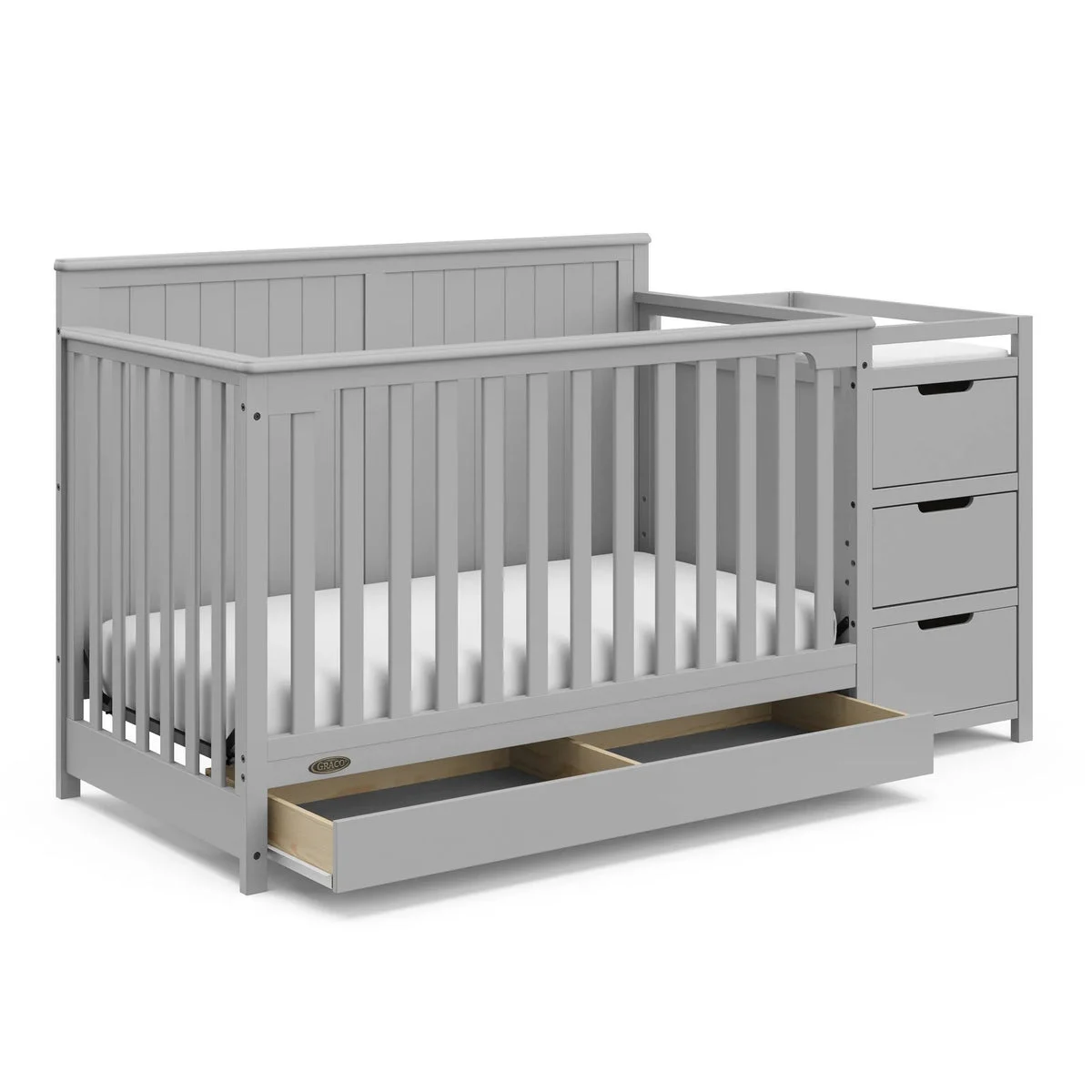Graco Hadley 5-in-1 Convertible Crib and Changer with Drawer - Grey