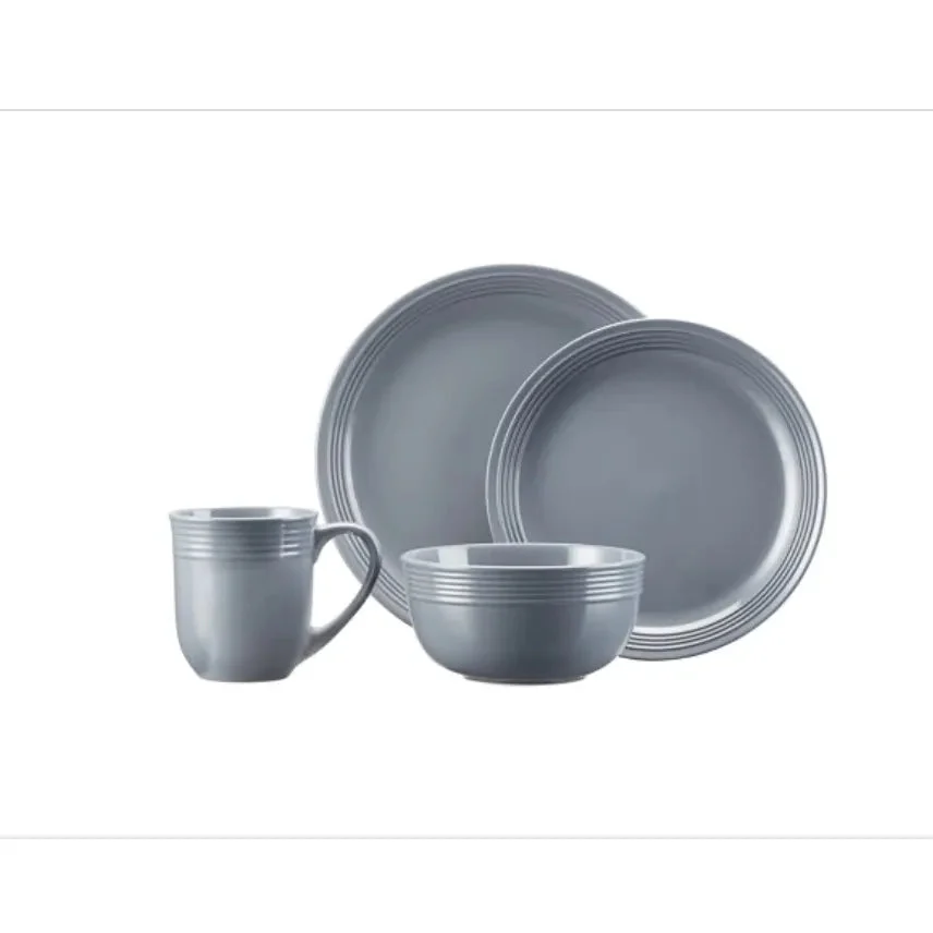 Mainstays Chiara 16-Piece Stoneware Gray Dinnerware Set