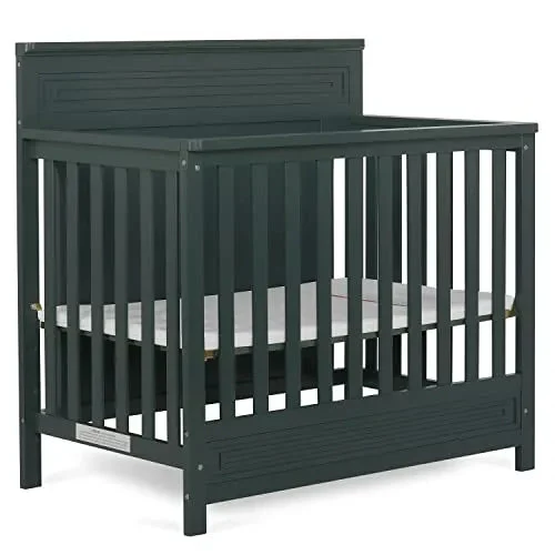 Dream On Me Harbor 4‑in‑1 Convertible Mini Baby Crib - Olive