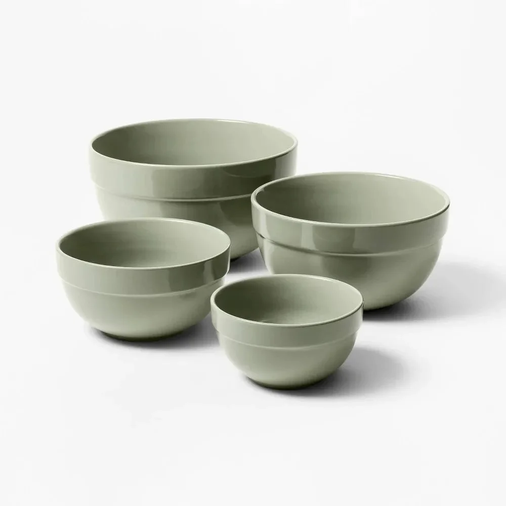Figmint 4pc Stoneware Mixing Bowl Set Sage Green - Figmint™