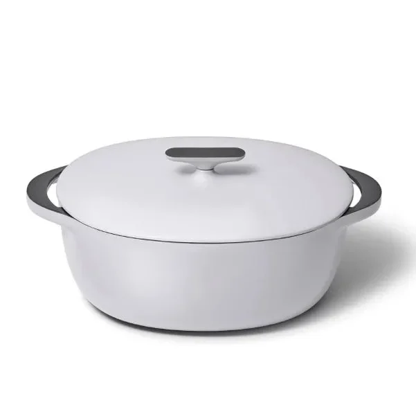 Caraway Enameled Cast Iron Oval Dutch Oven with Lid - Gray