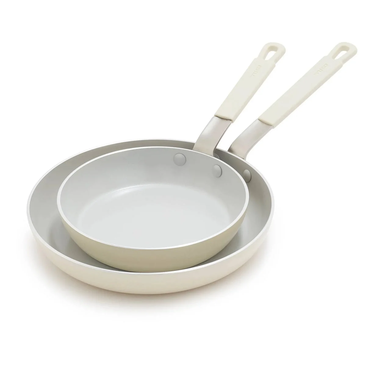 Bobby Flay Ceramic Nonstick Aluminum Fry Pan Set - Cream