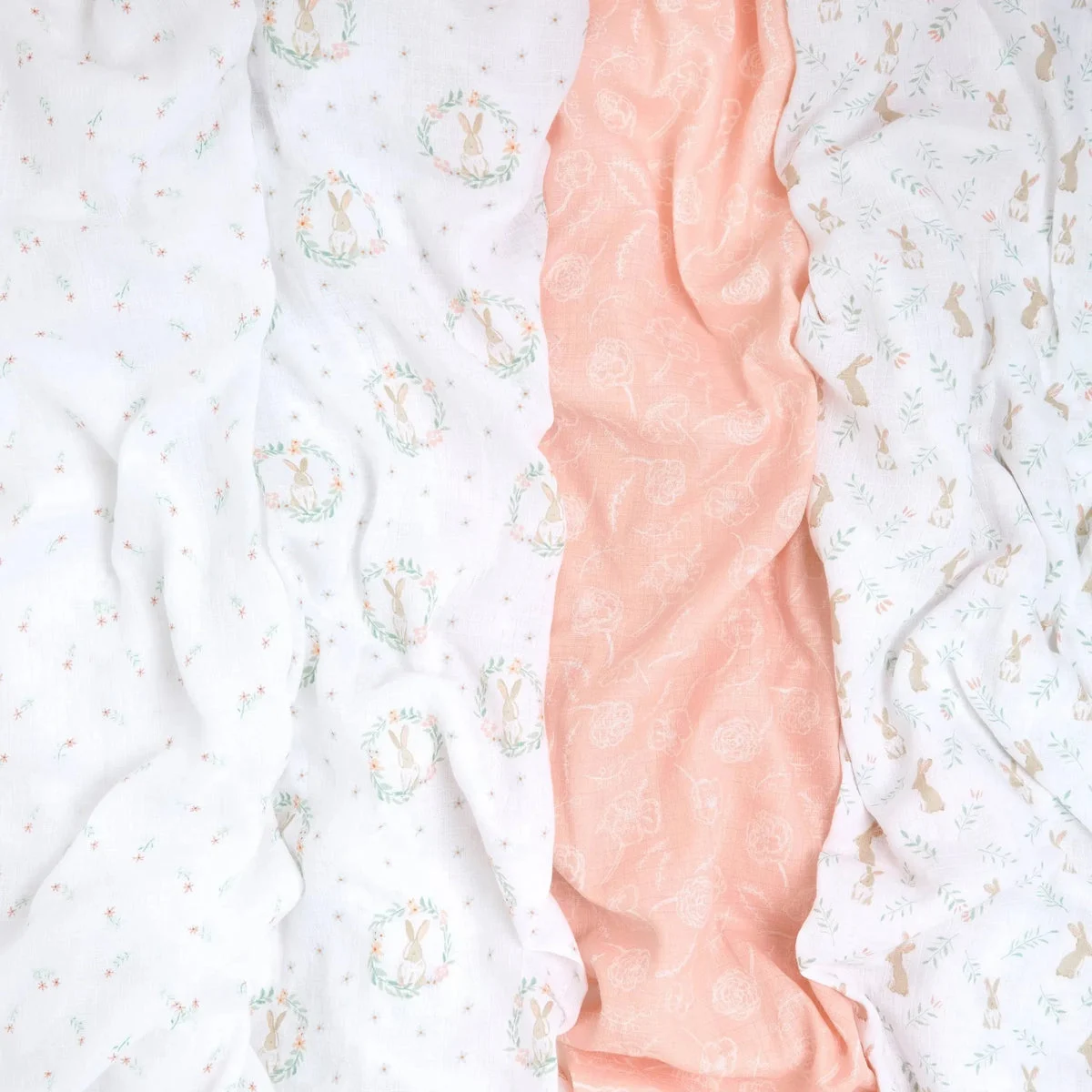 aden + anais essentials Cotton Muslin Swaddle Blankets - Blushing Bunnies