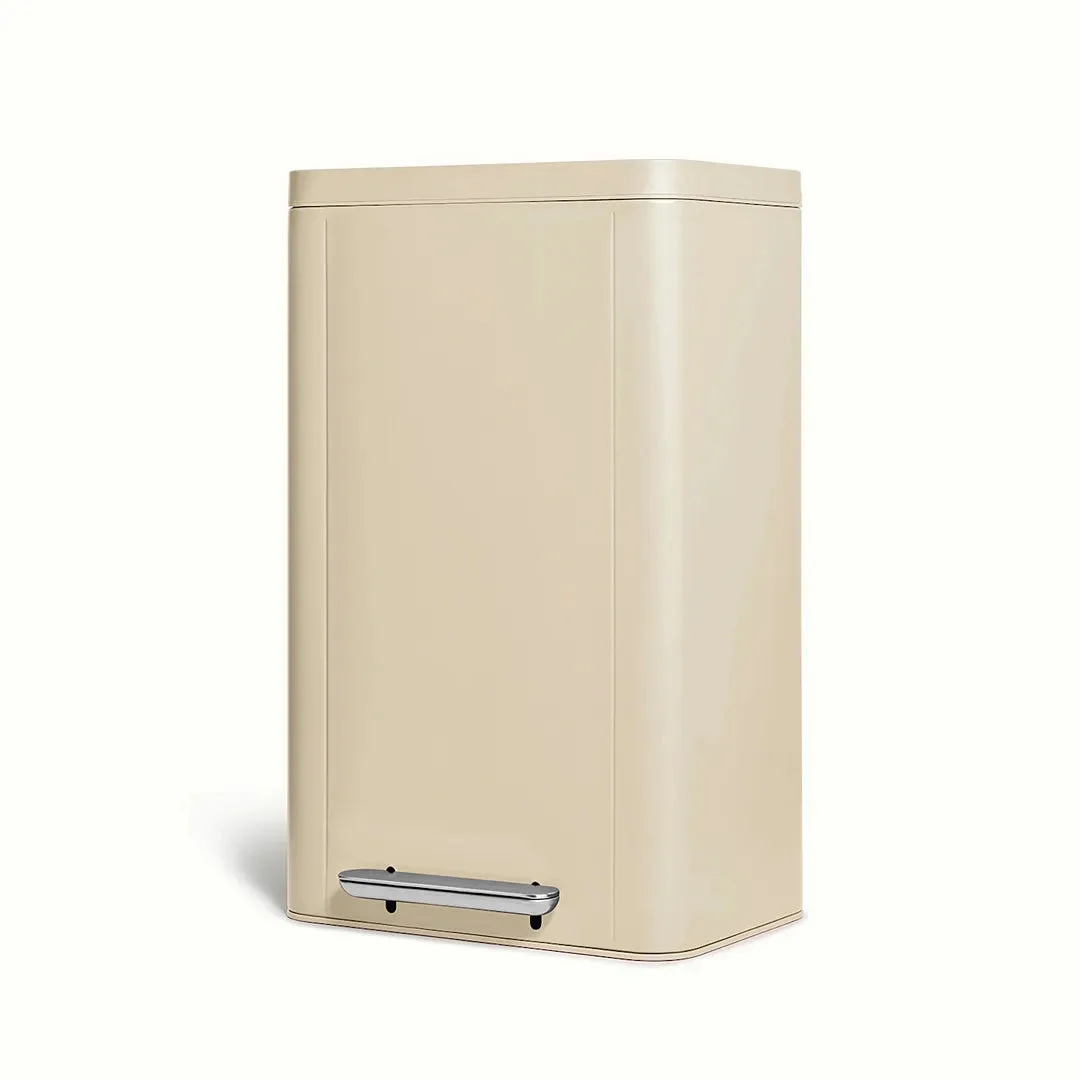 Caraway 45L Rectangular Step Trash Can - Cream