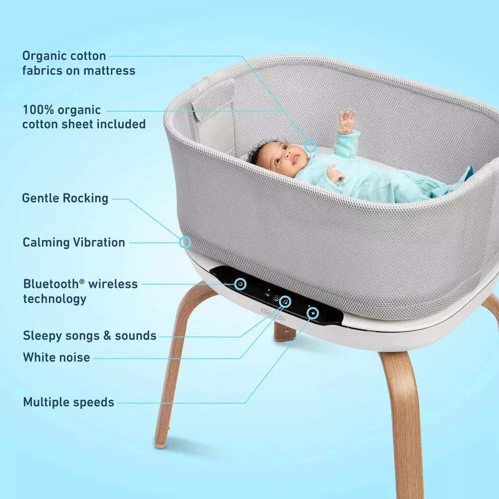 Graco SmartSense Soothing Baby Bassinet - Grey