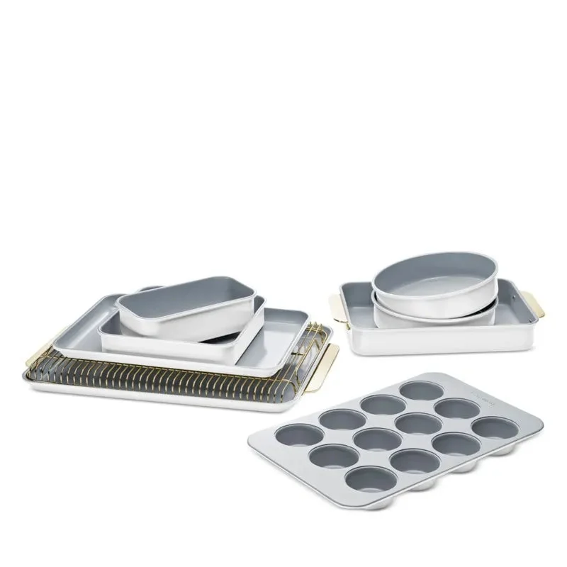Caraway Nonstick Ceramic Bakeware Set (11 Pieces)- White