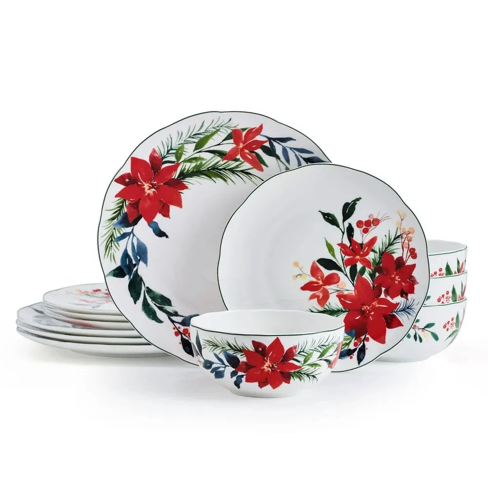 Mikasa® Merry Poinsettia 12-Piece Dinnerware Set - Multi
