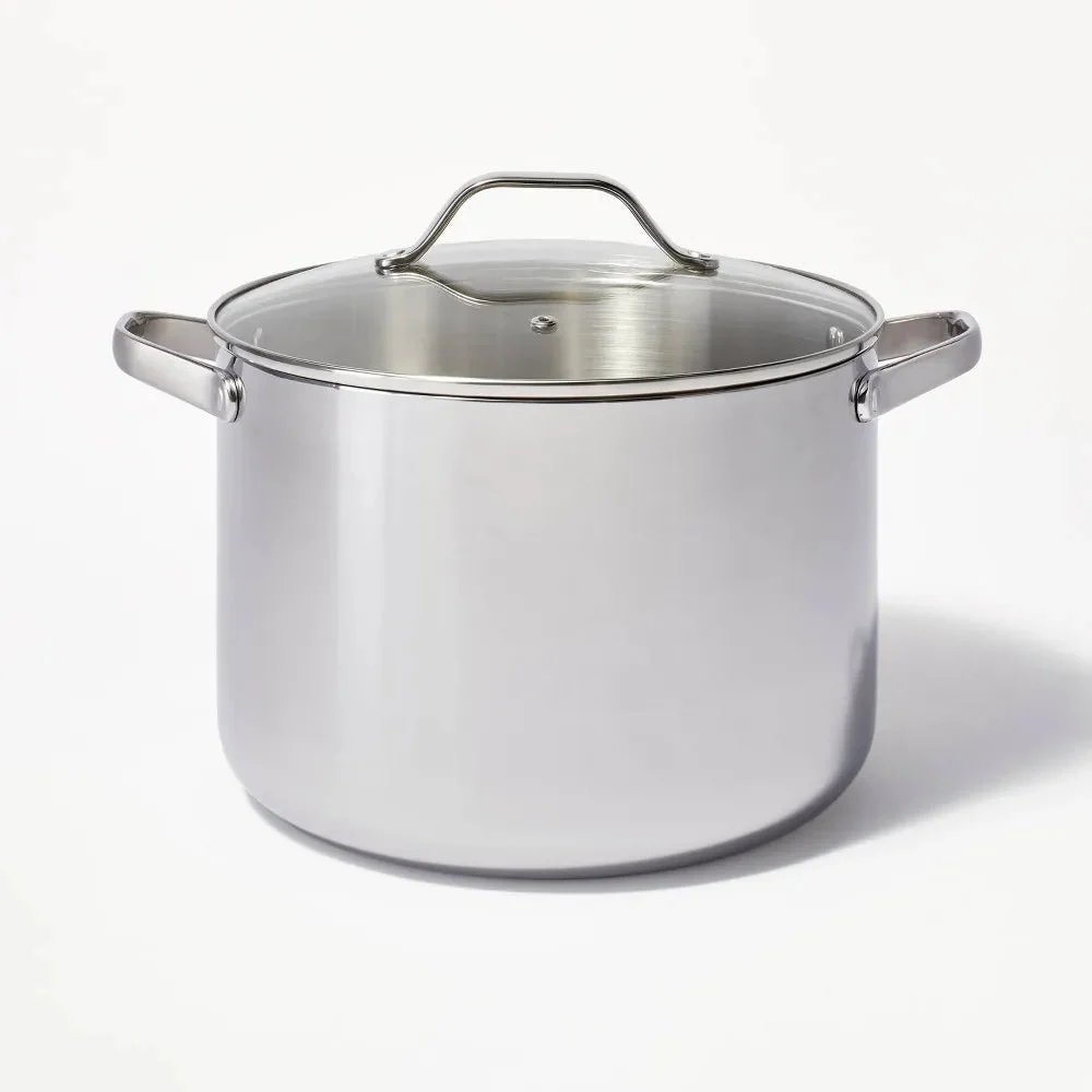 Figmint 12qt Stainless Steel Stock Pot Silver - Figmint™