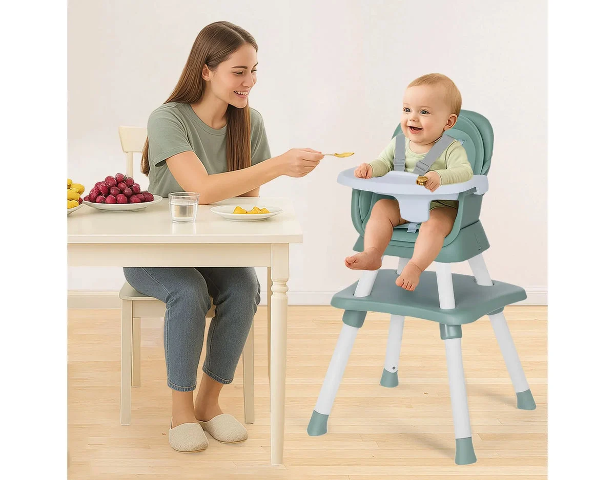 Kinder King 8 in 1 Baby High Chair - White & Green