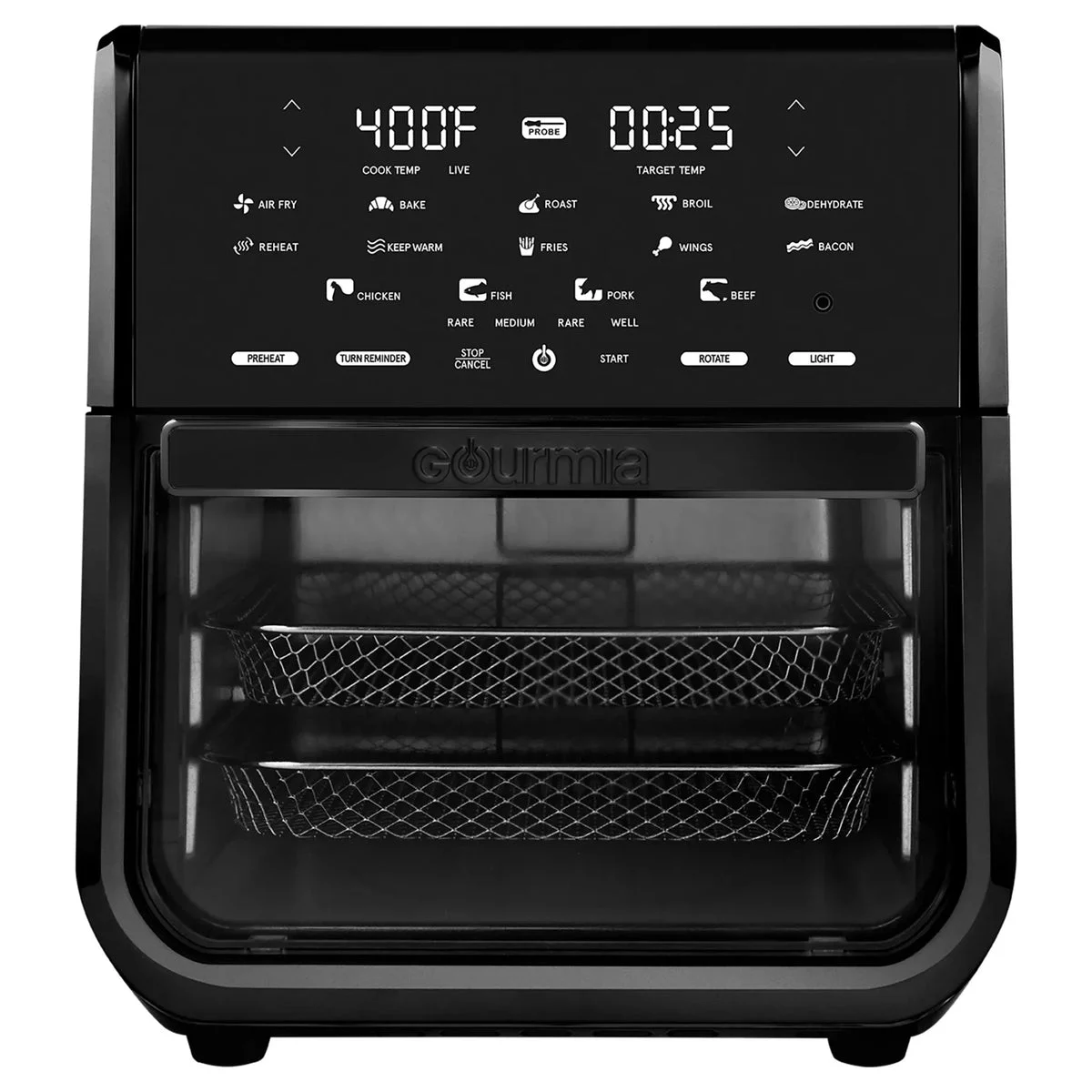 Gourmia 14-Quart Air Fryer, Oven, Rotisserie & Dehydrator - Black