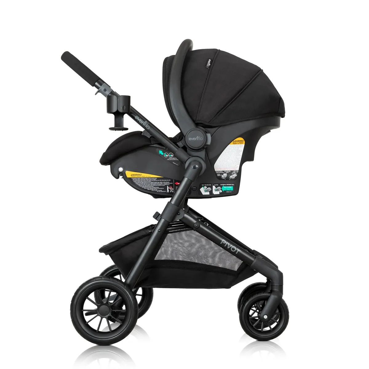 Evenflo Pivot Modular Travel System with LiteMax Infant Car Seat with Anti-Rebound Bar - Oxford Black