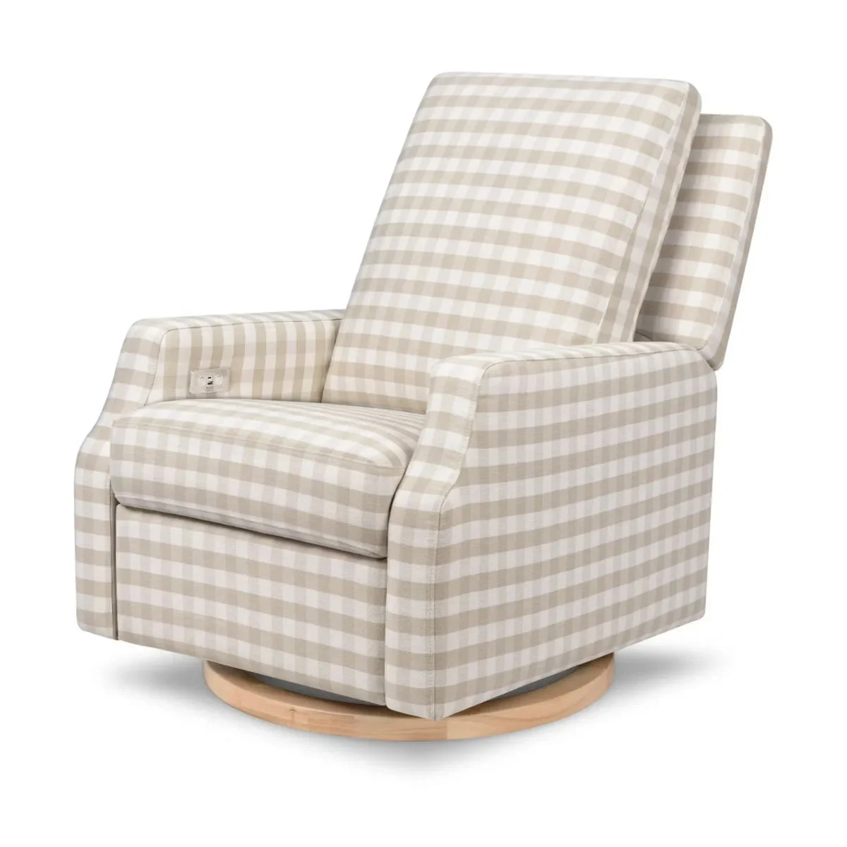 Namesake Electronic Swivel Glider Recliner - Tan Gingham