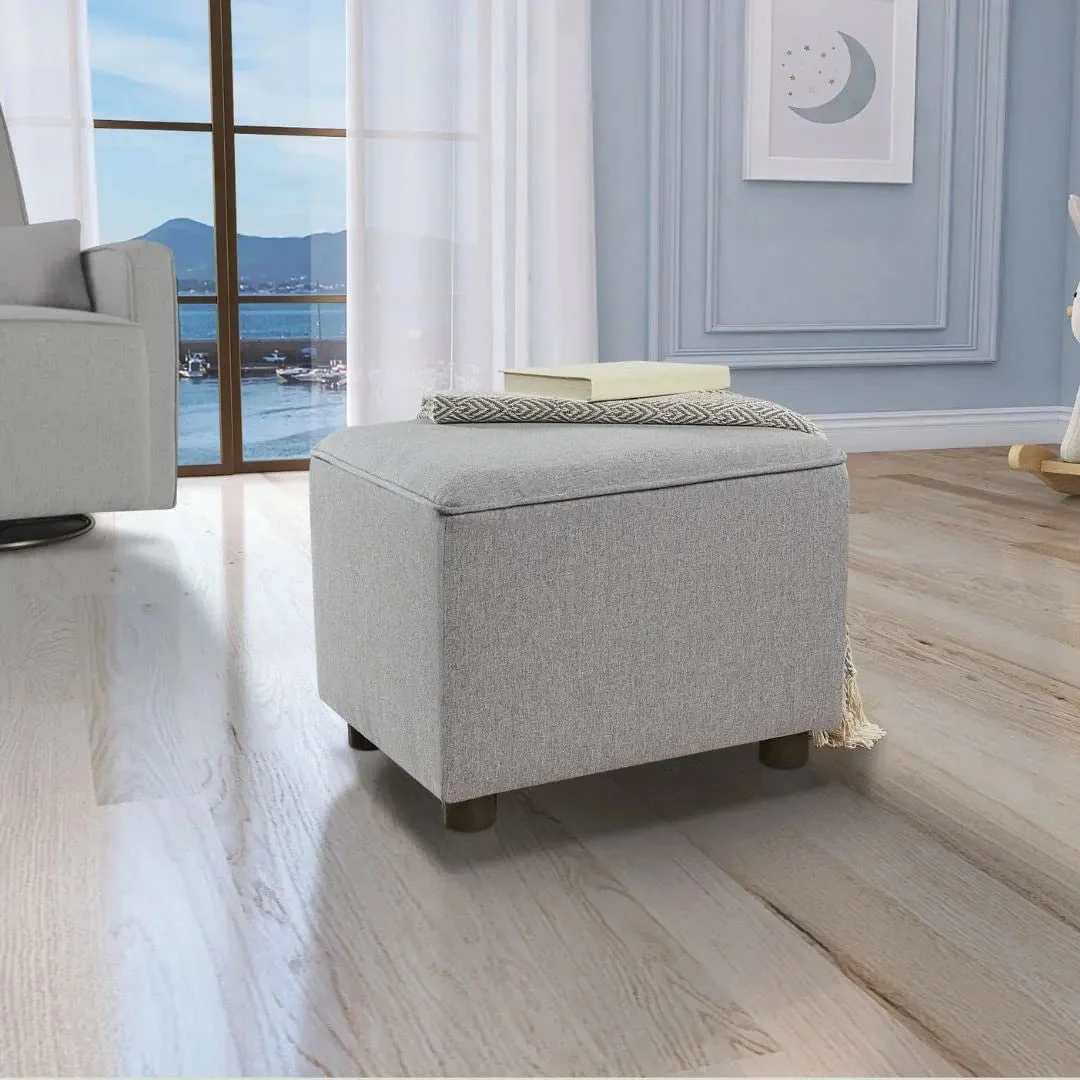 Evolur Holland Upholstered Ottoman - Light Grey