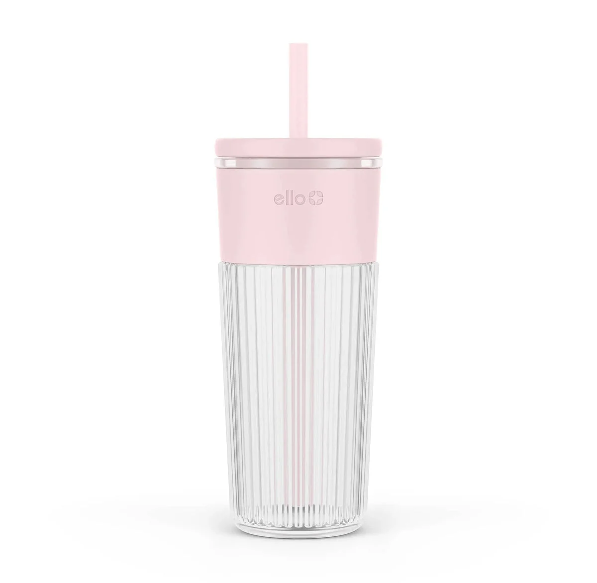 Ello 24oz Glass Straw Tumbler - Pink