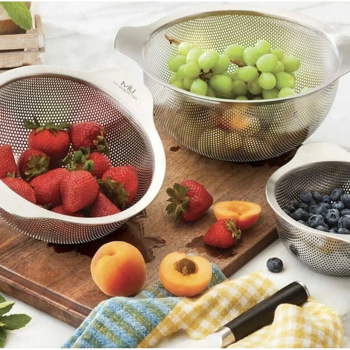 MIU France 3 Piece Stainless Steel Mesh Colander Set - Silver