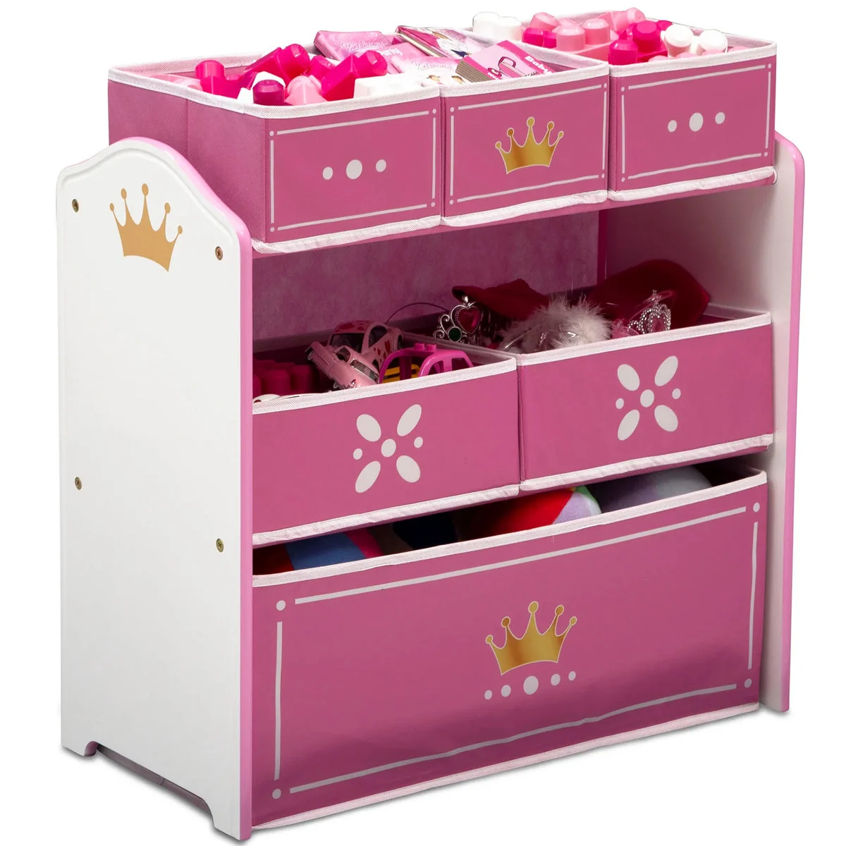 Delta Children Princess Crown 6 Bin Storage Organizer - White/Pink