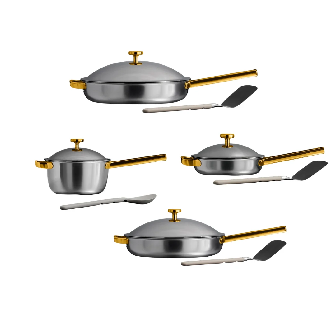 Our Place 11-Piece Titanium Cookware Set - Chrome/Gold