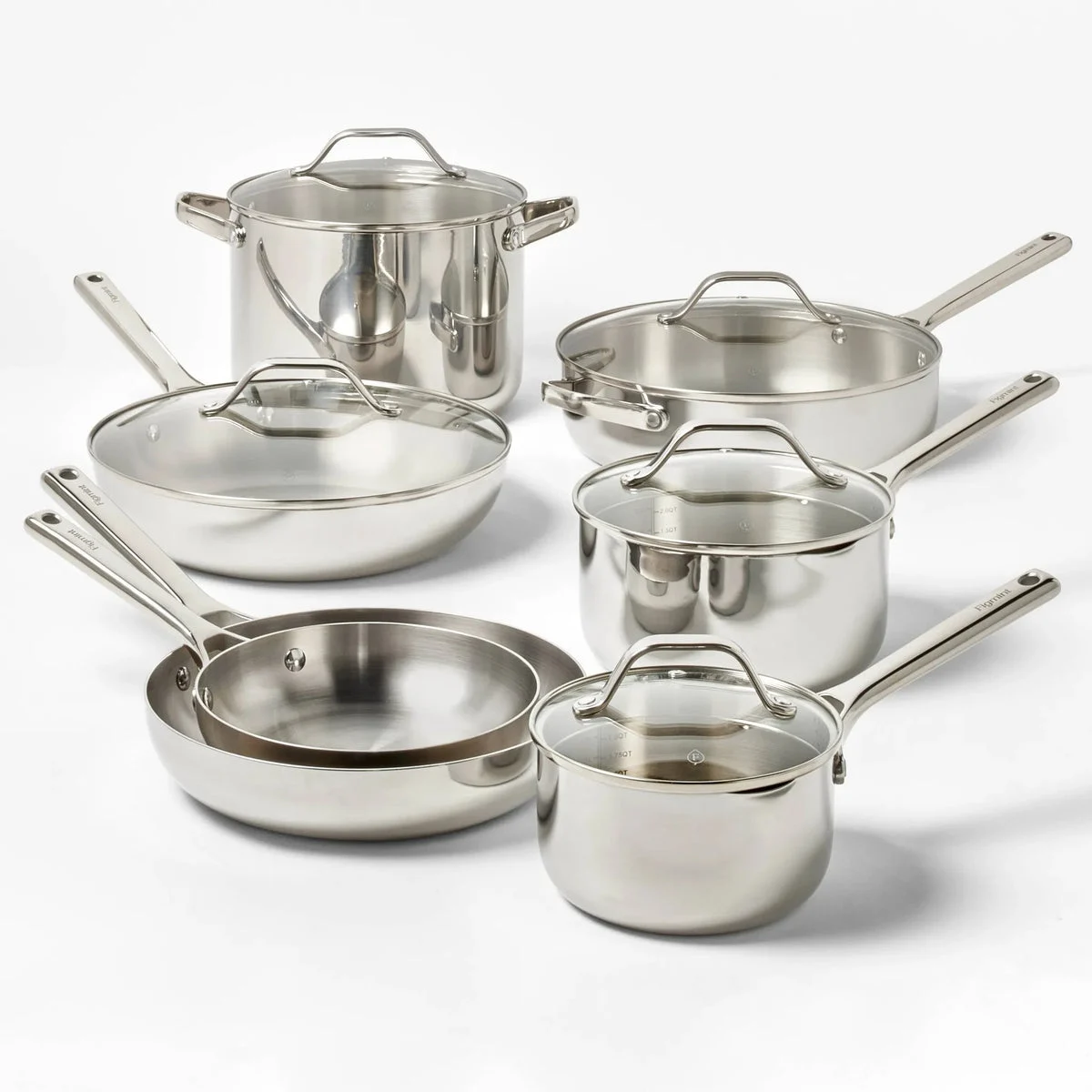 Figmint 12pc Stainless Steel Cookware Set with 6pc Pan Protectors (See Description)