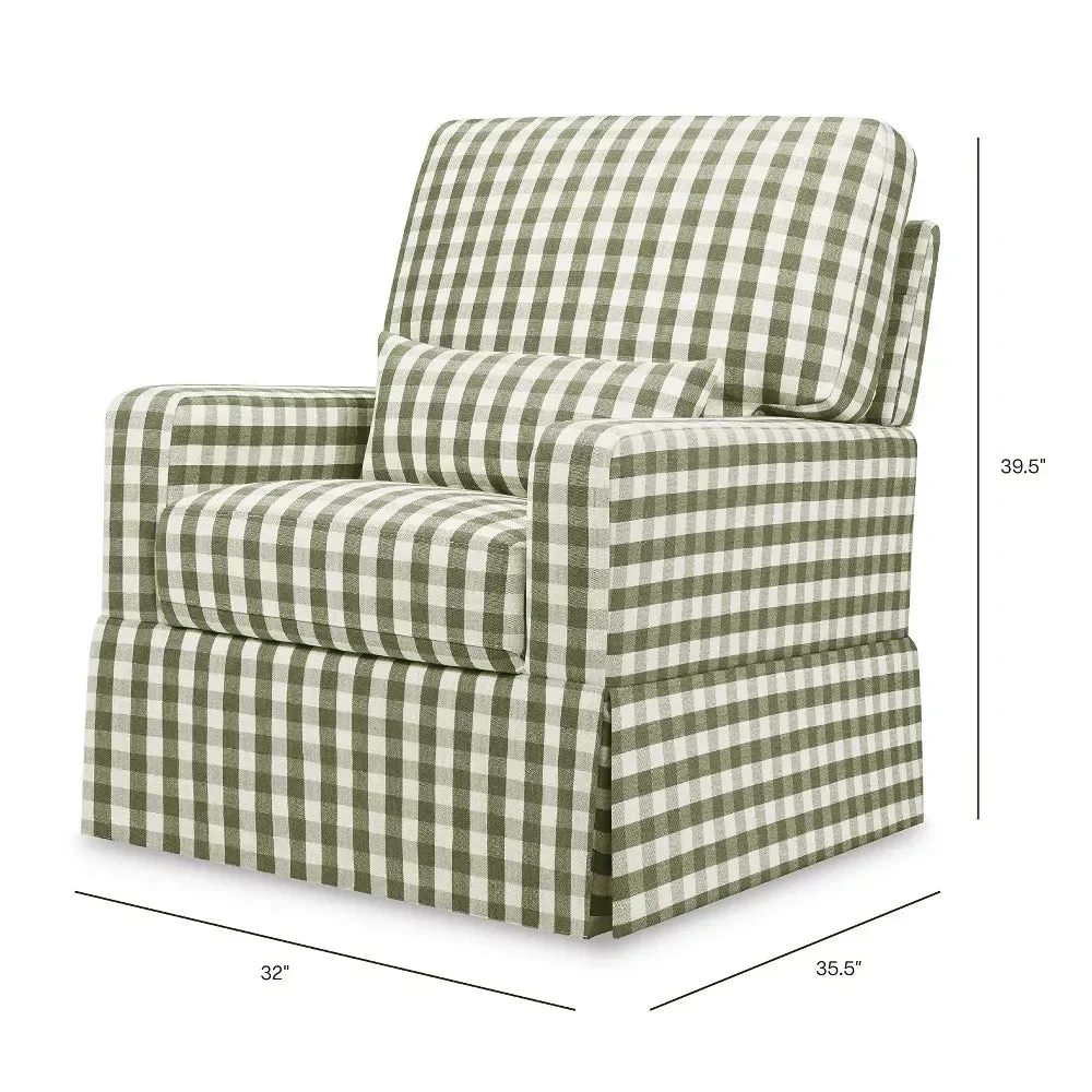 Namesake Crawford Pillowback Comfort Swivel Glider - Moss Green Gingham