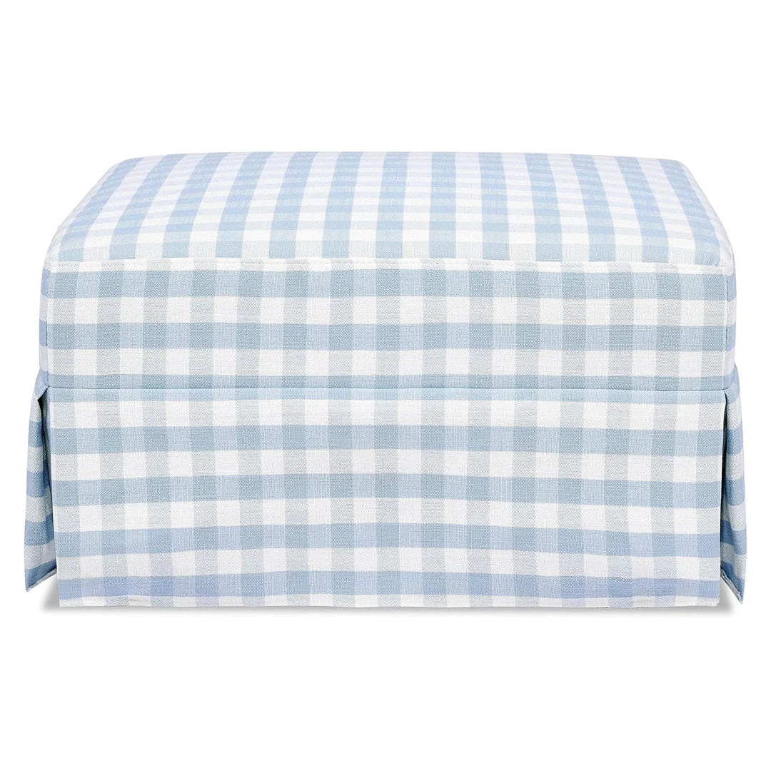 Namesake Crawford Gliding Ottoman - Blue Gingham