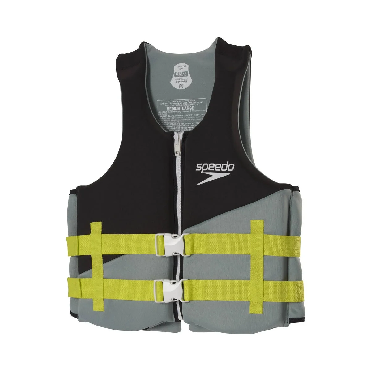 Speedo Adult Life Jacket Vest - Black/Lime GreenM/L