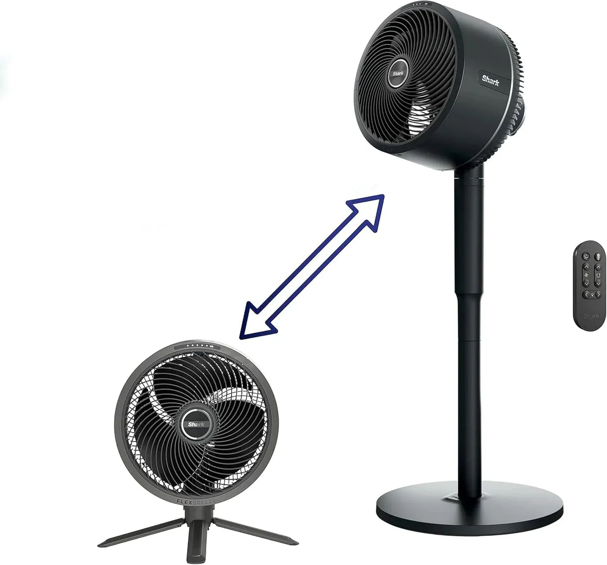 Shark FlexBreeze Pedestal & Tabletop Fan- Black Fan w/ Pedestal Base Black