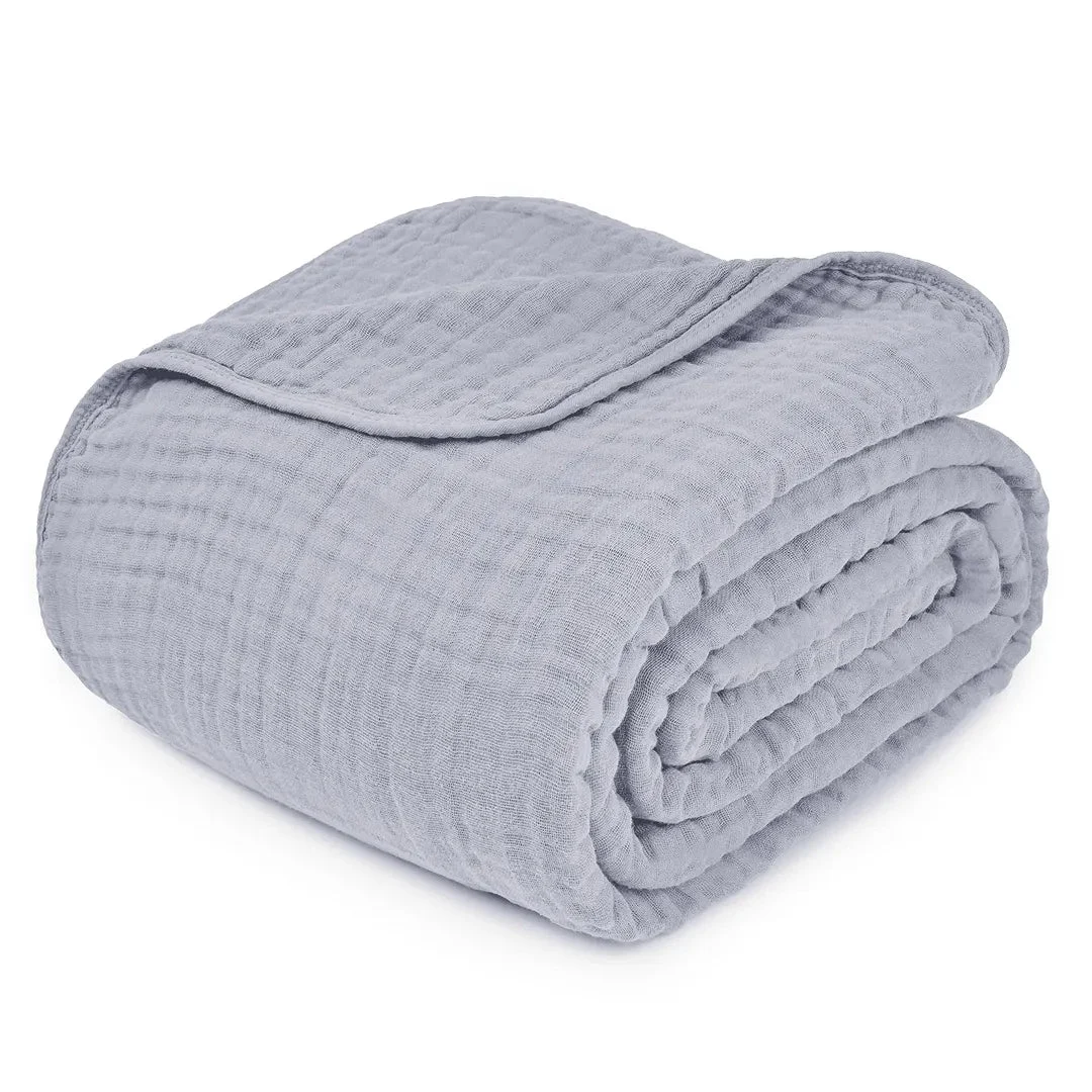 Comfy Cubs Muslin Blanket for Adults Queen 90” x 90” - Heather