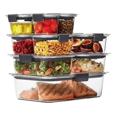Rubbermaid Brilliance 22pc Plastic Food Storage Container Set Clear: Microwave, Dishwasher & Freezer Safe