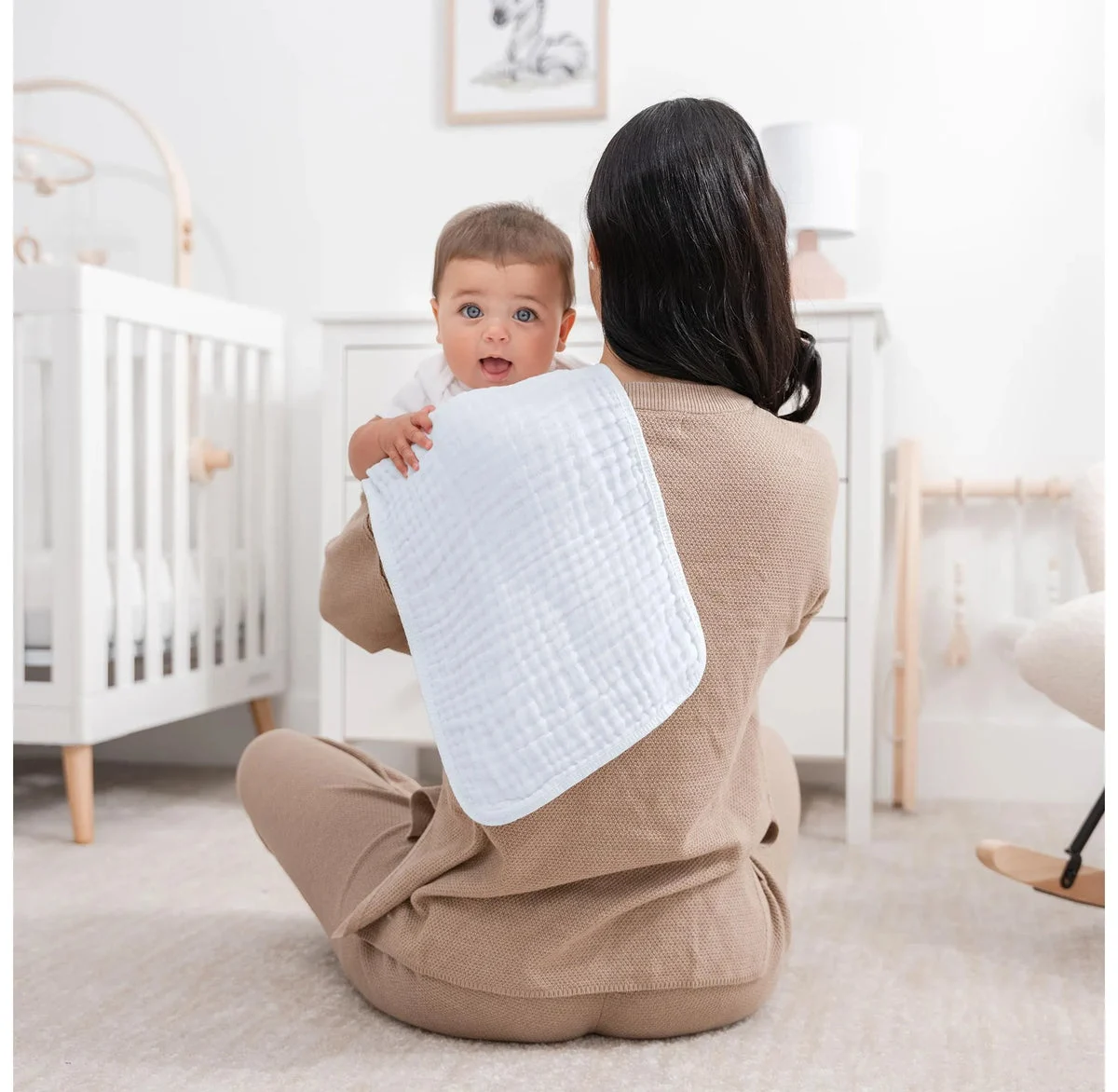Comfy Cubs Large Muslin Burp Cloths - White, Pack of 10