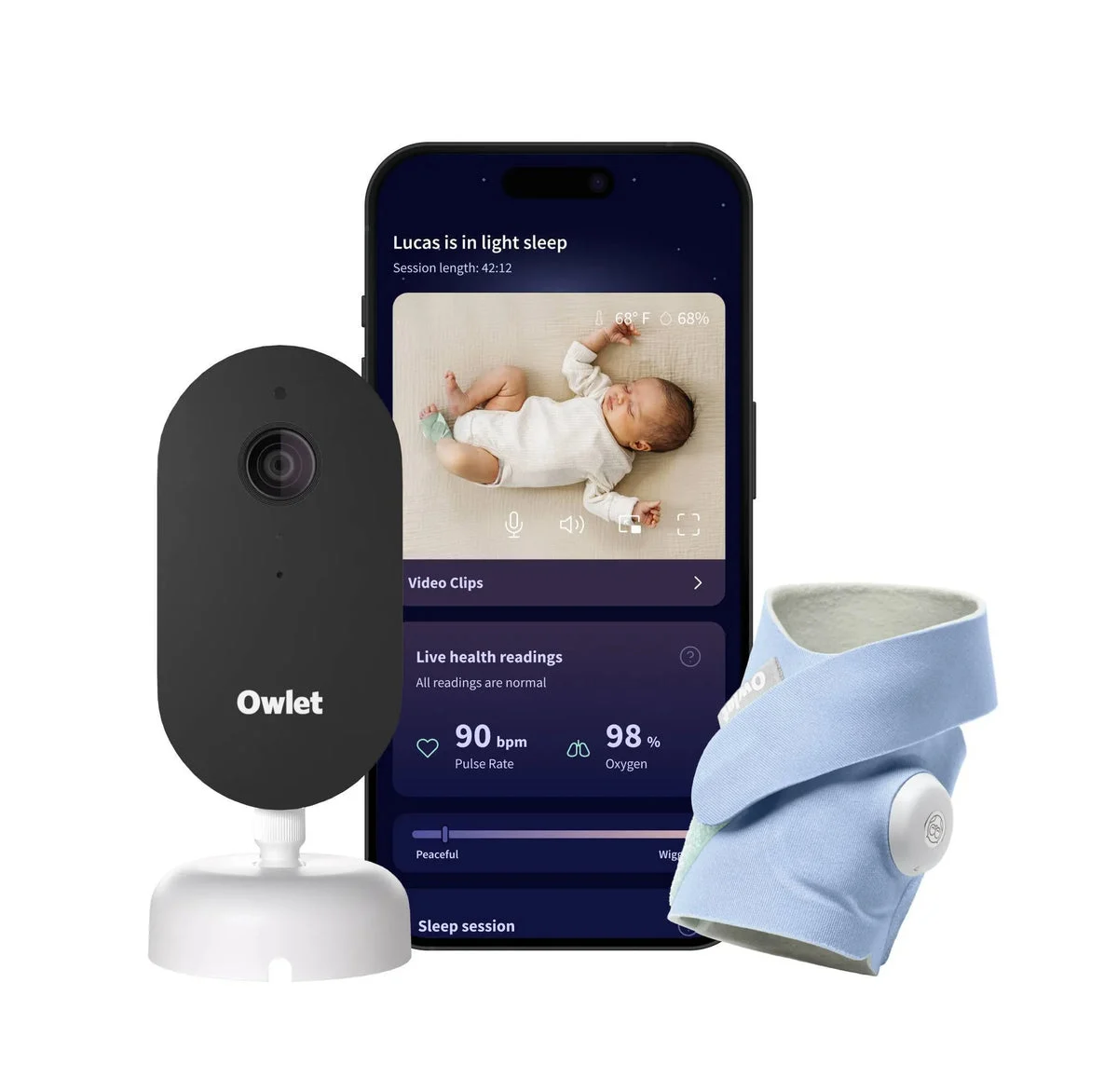 Owlet Dream Sight & Sock Duo Baby Monitor - Exclusive Blue Mist