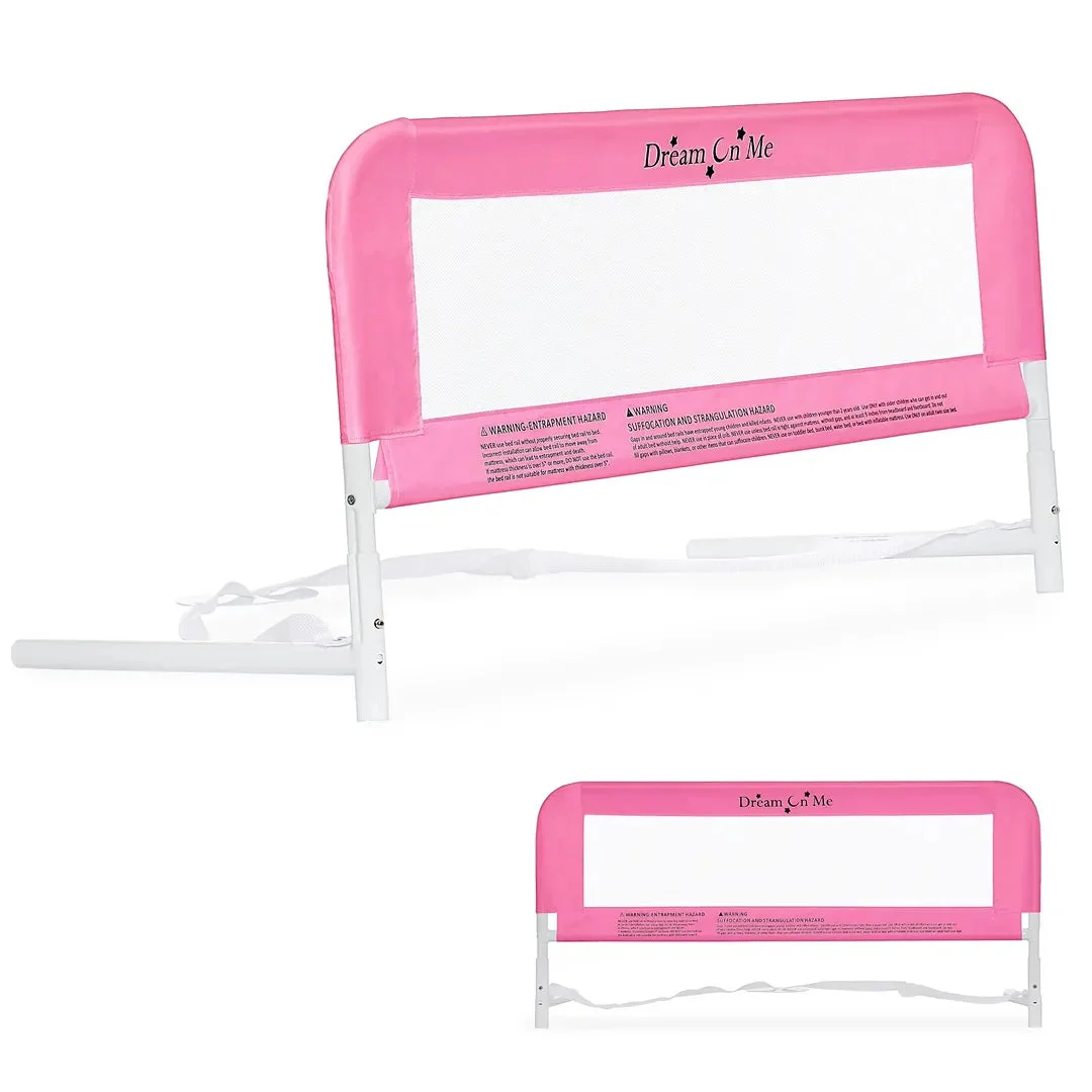 Dream On Me Lightweight Mesh Security Adjustable Bed Rail - Blush Pink