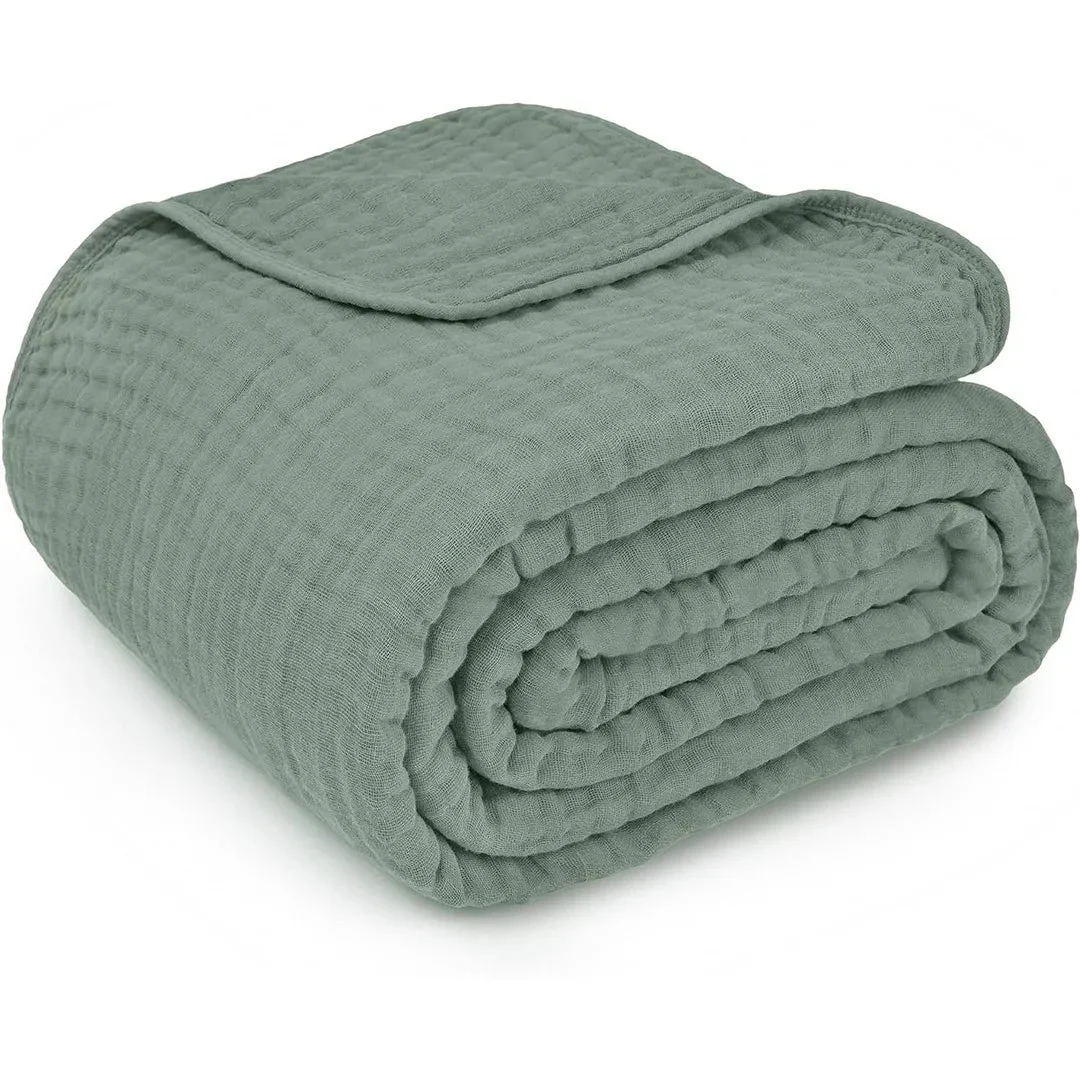 Comfy Cubs Extra Large Muslin Cotton Blanket - Fern