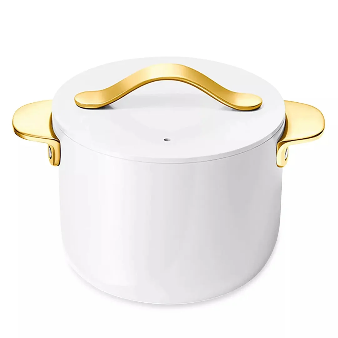 Caraway 2 Qt Petite Cooker with Lid - White/Gold