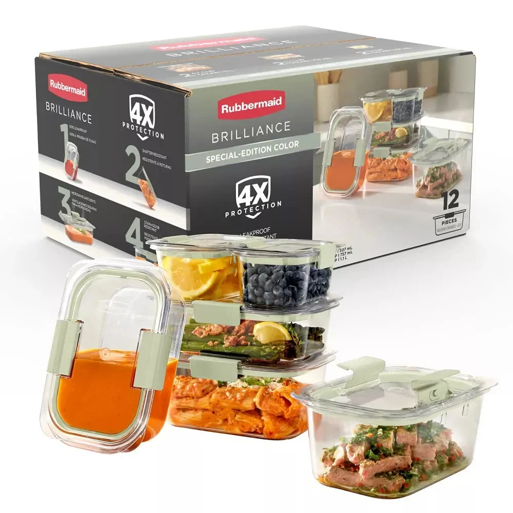 Rubbermaid Brilliance 12pc Food Storage Container Set - Sage Green
