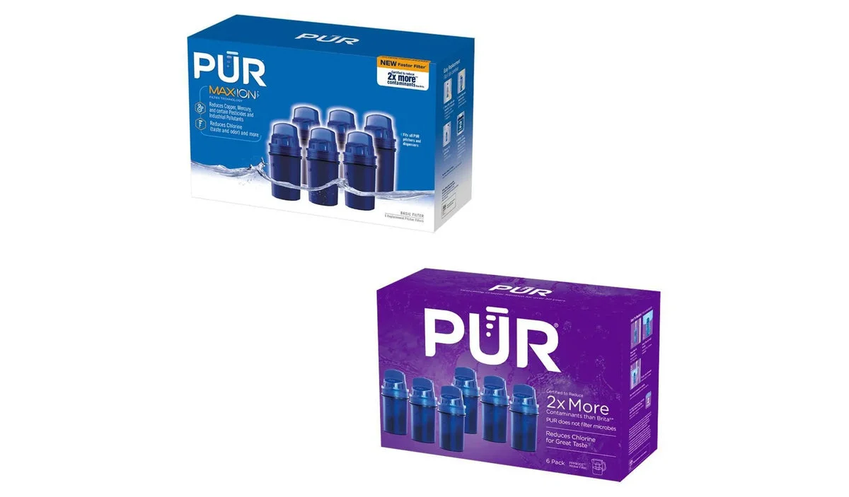 PUR Filtration PUR Water Pitcher Replacement Filter - 6 pack: Reduces Odors, Filters Chlorine & Pesticides, Blue, 30-Day Warranty