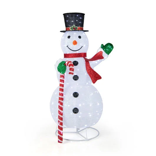 COSTWAY 5 Feet Pop-Up Christmas Snowman With 180 LED Lights