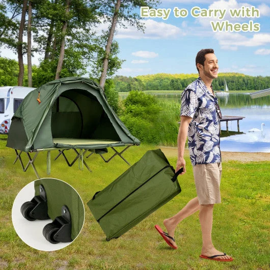COSTWAY 2-Person Outdoor Camping Tent With External Cover-Green