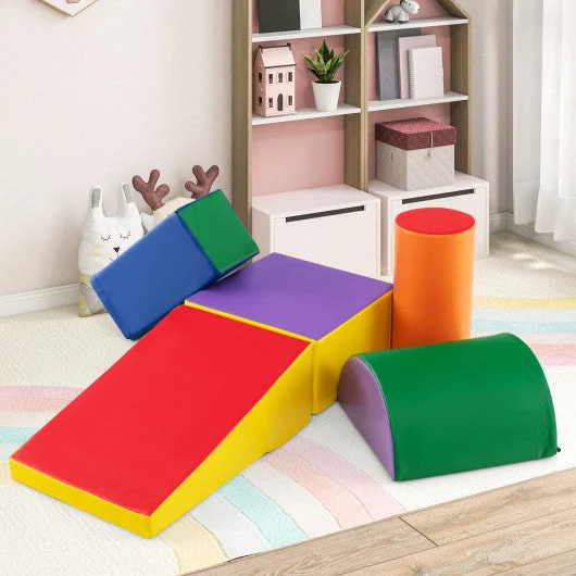COSTWAY 5-Piece Kids Climb and Crawl Activity Playset-Multicolor