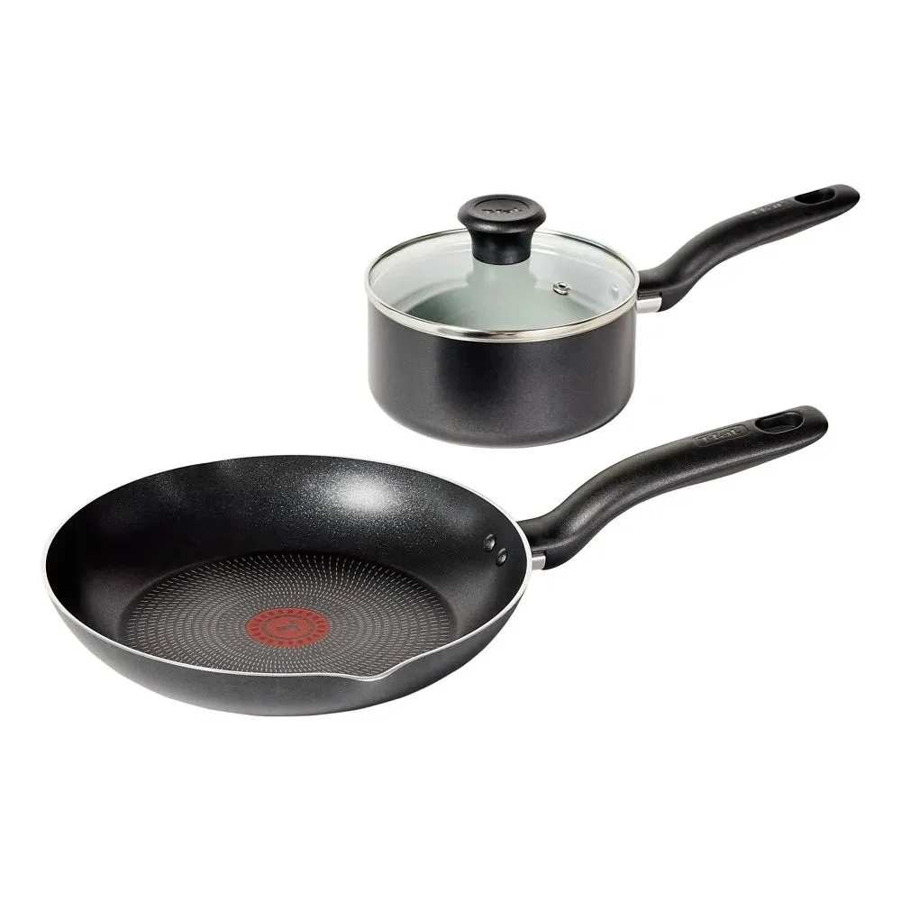 T Fal Simply Cook 3pc Nonstick 2qt Sauce Pan with Lid and 10.5