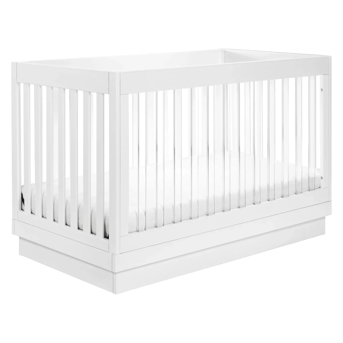 Babyletto Harlow 3-in-1 Convertible Crib with Toddler Rail - White and Acrylic