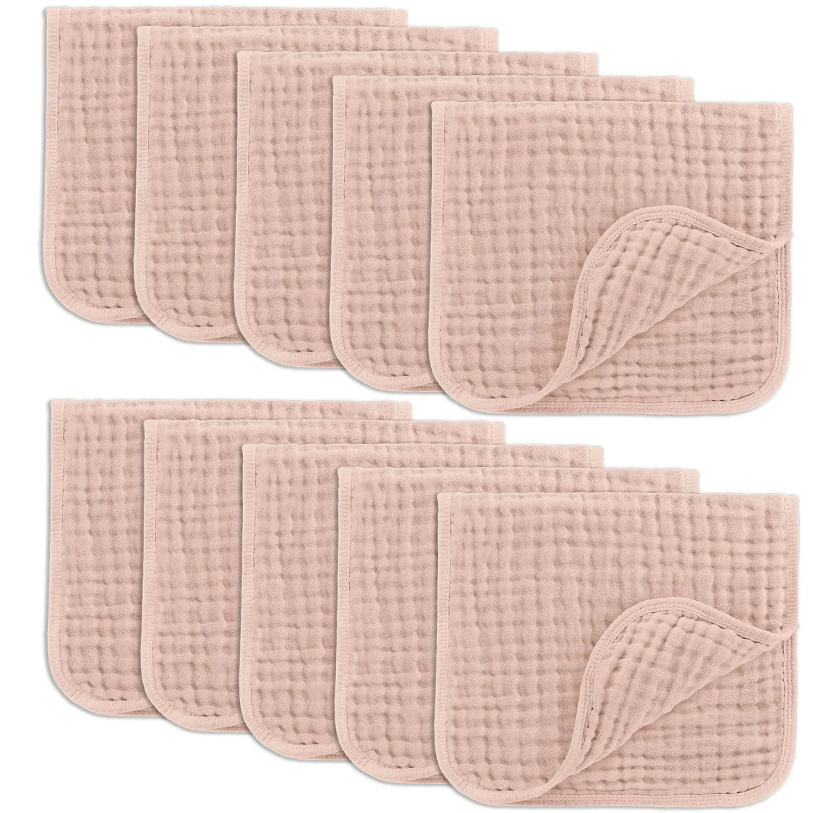 Comfy Cubs Muslin Burp Cloths - Blush, Pack of 10