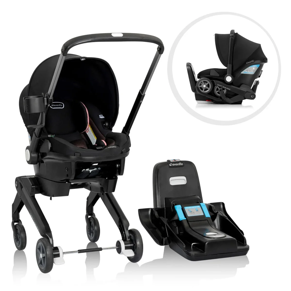 Evenflo DualRide Infant Car Seat and Stroller Combo - Ayer Pink
