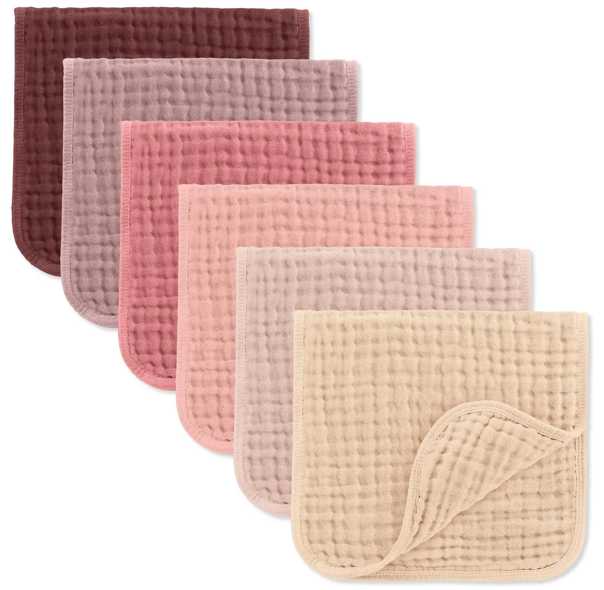 Comfy Cubs Large Muslin Burp Cloths - Multicolor Girl, Pack of 6